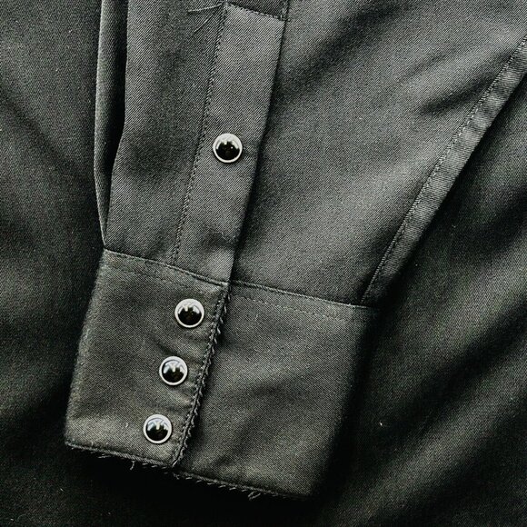 Larry Mahan Cowboy Collection Western Pearl Snap Shirt Size XL Black Embroidered - Picture 5 of 13